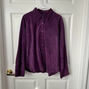 Hunt Club Genuine Leather Button Up Shaket Purple Long Sleeve Size XL
